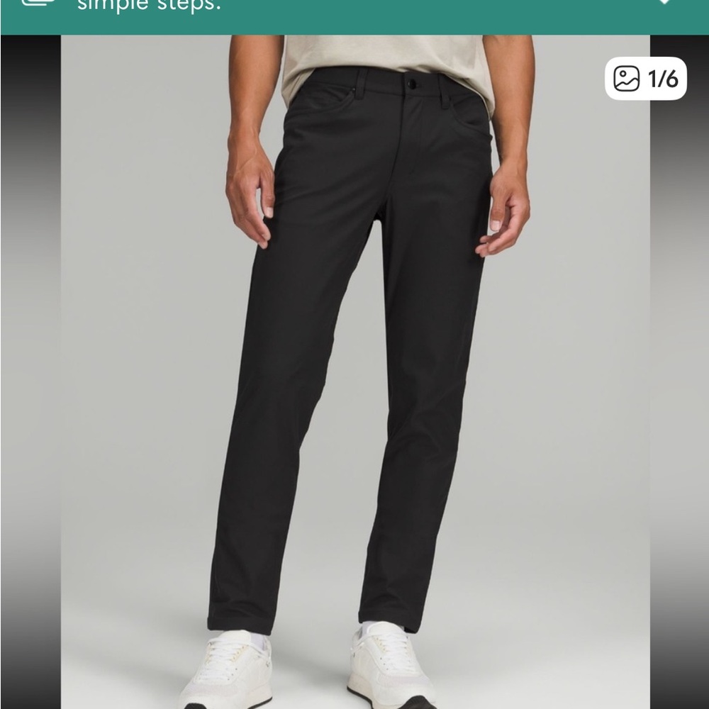 Lululemon ABC Slim-Fit 5 Pocket Pant 31” x 30” L*Warpstreme. Color: Black